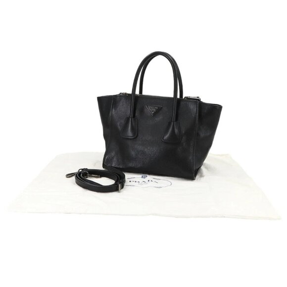 PRADA 2way Hand Shoulder Bag Leather Black B2625M Purse 90284966 - Picture 1 of 9